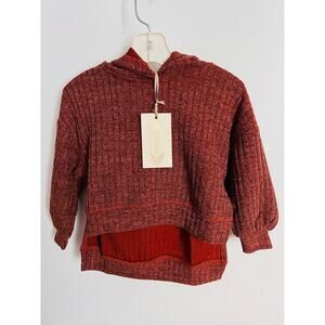 Joyfolie Mia Joy Nelly Hoodie Girls 2 Brick Red Ribbed High Low Pullover NWT